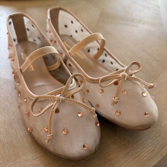 Juicy Couture FEFI Rhinestone Tan Mesh Ballet Flats - Size 8M - Gently Used - Picture 2 of 6